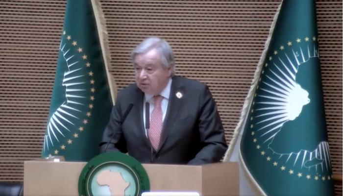 غوتيريش في قمة أفريقيا.. دعوة لوقف النار بالسودان وإسكات بنادق القارة