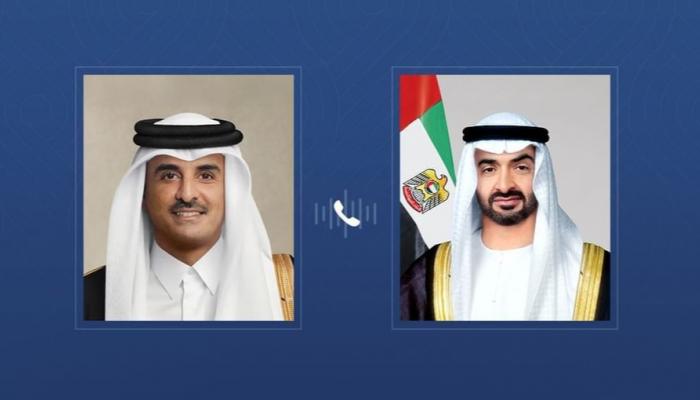 محمد بن زايد وأمير قطر يطالبان بوقف التصعيد العسكري وتغليب لغة الحوار