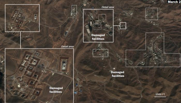 الأقمار الصناعية توثق تضرر البنية التحتية الصاروخية الإيرانية